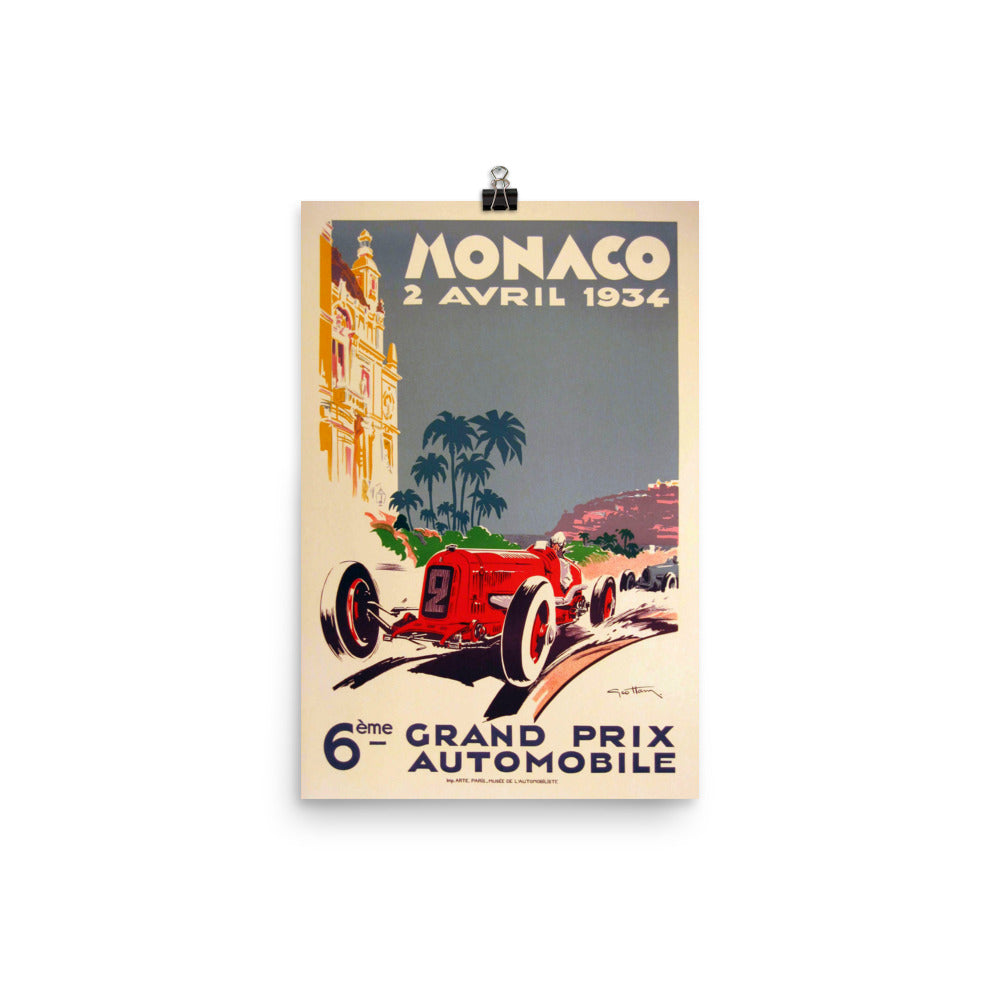 1934 Monaco Grand Prix Print Poster