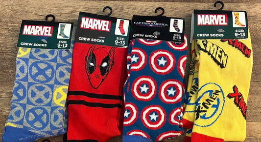 X Men, Deadpool And Captain America 4 Pack Of Socks (New)