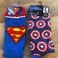 Superman And Captain America Crew Socks (Brand New)