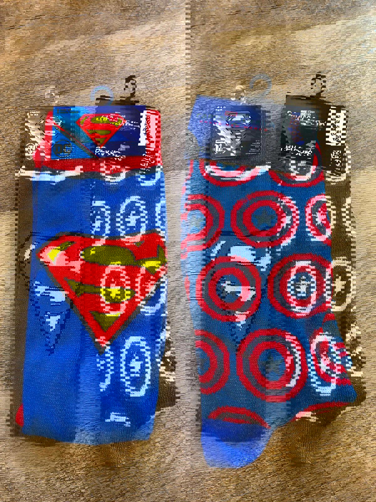 Superman And Captain America Crew Socks (Brand New)