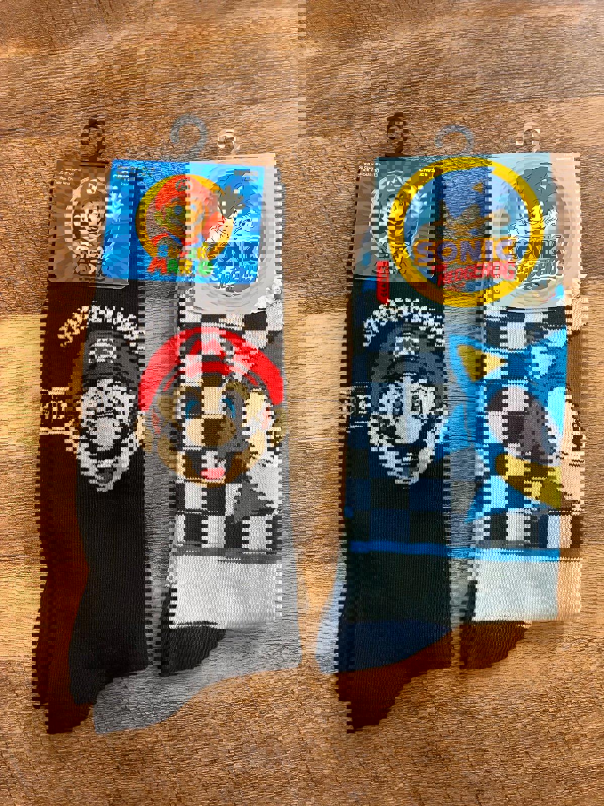 Super Mario And Sonic The Hedgehog Crew Socks (Brand New)