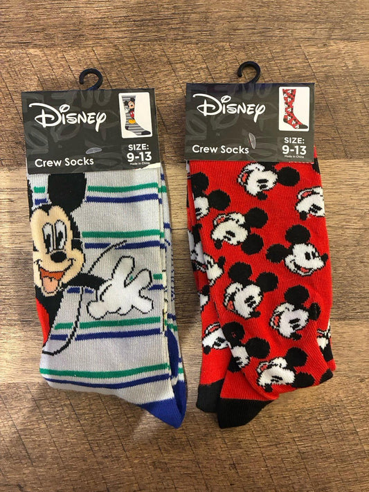 Mickey Mouse 2 Pairs Of Crew Socks (Brand New)