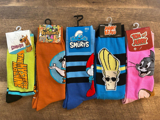 Scooby Doo, Flinstones, Smurfs, Johnny Bravo Tom Jerry Socks