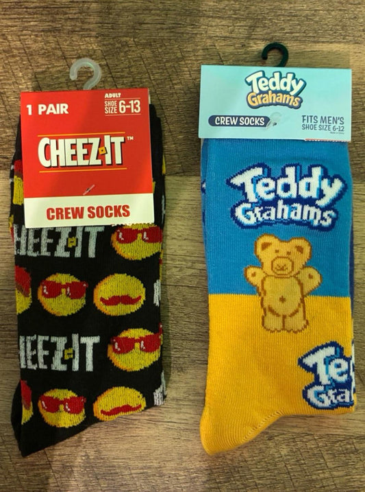 Cheez Its And Teddy Grahams Crew Socks (Brand New)