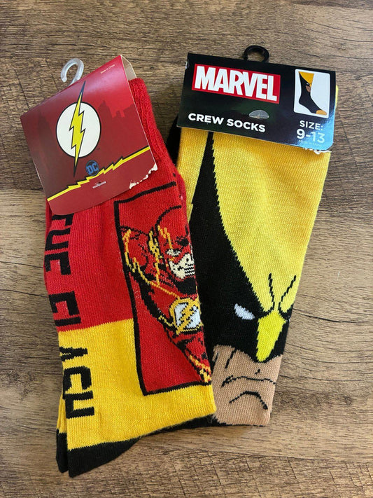 The Flash And Wolverine - Marvel - Crew Socks (Brand New)