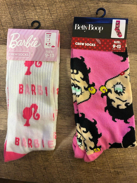Barbie And Betty Boop Crew Socks (Brand New)