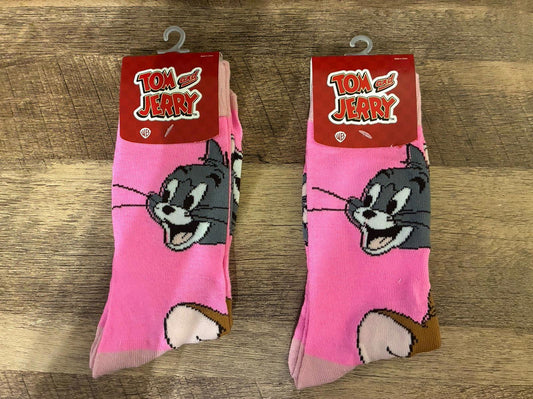 Tom And Jerry Pink 2 Pairs Crew Socks (Brand New)