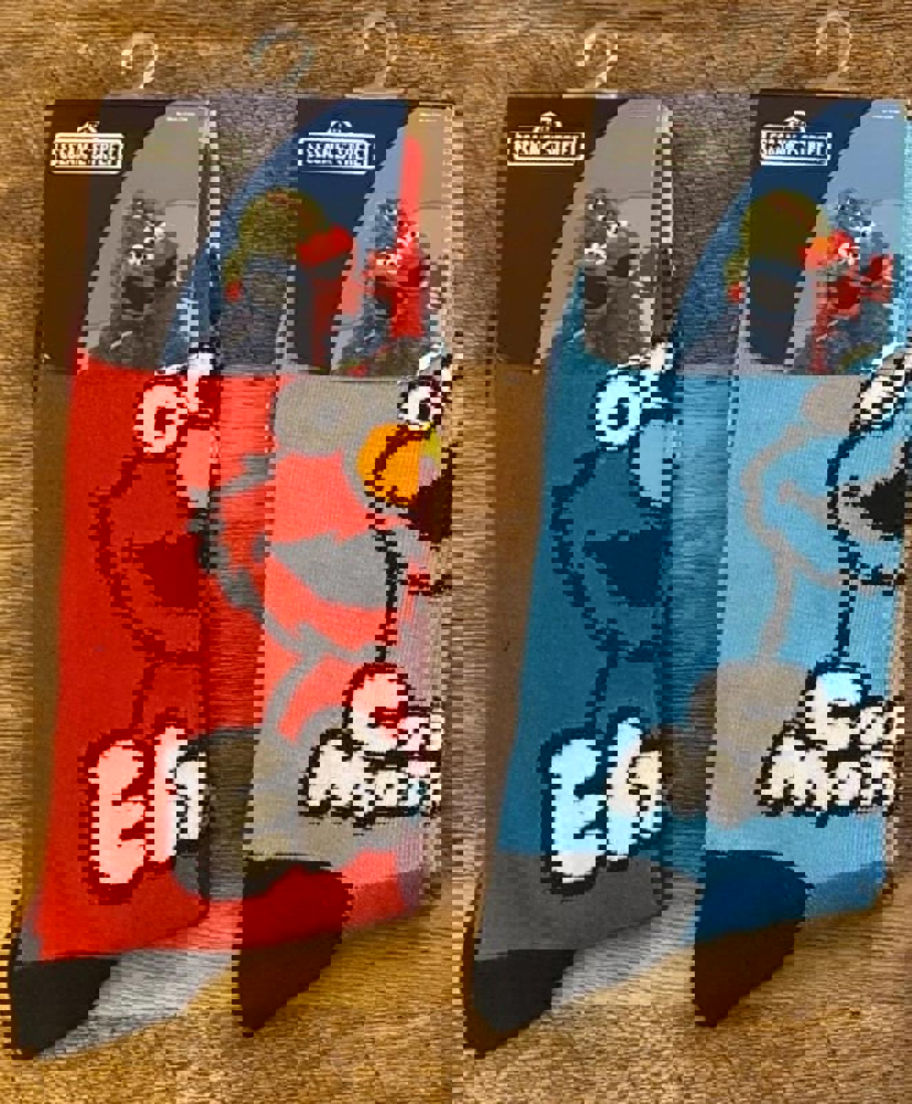 Elmo And Cookie Monster Sesame Street Crew Socks (Brand New)