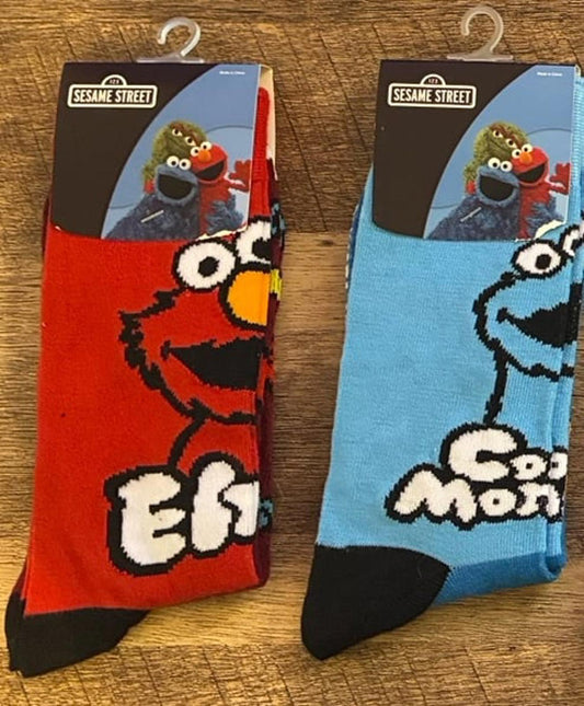 Elmo And Cookie Monster Sesame Street Crew Socks (Brand New)