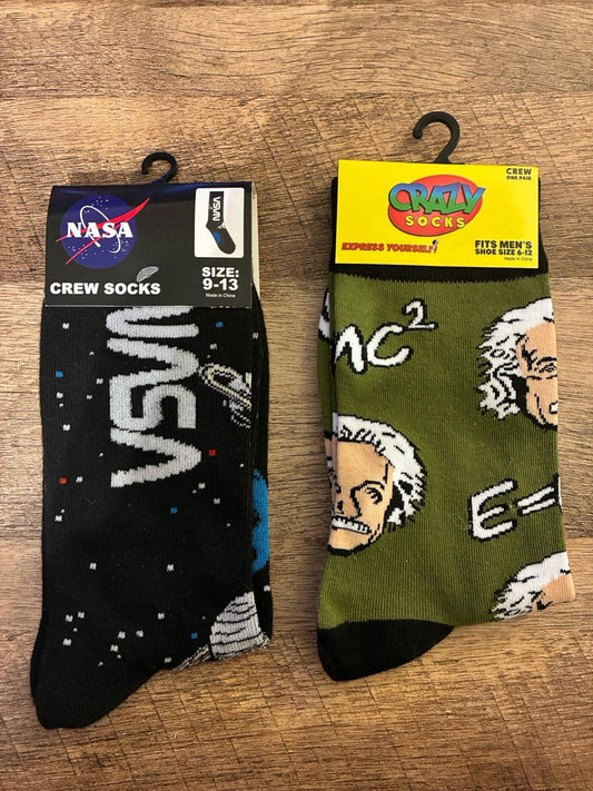 Albert Einstein And NASA Crew Socks (Brand New)