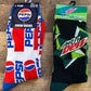 Pepsi And Mountain Dew Sodas Crew Socks (Brand New)