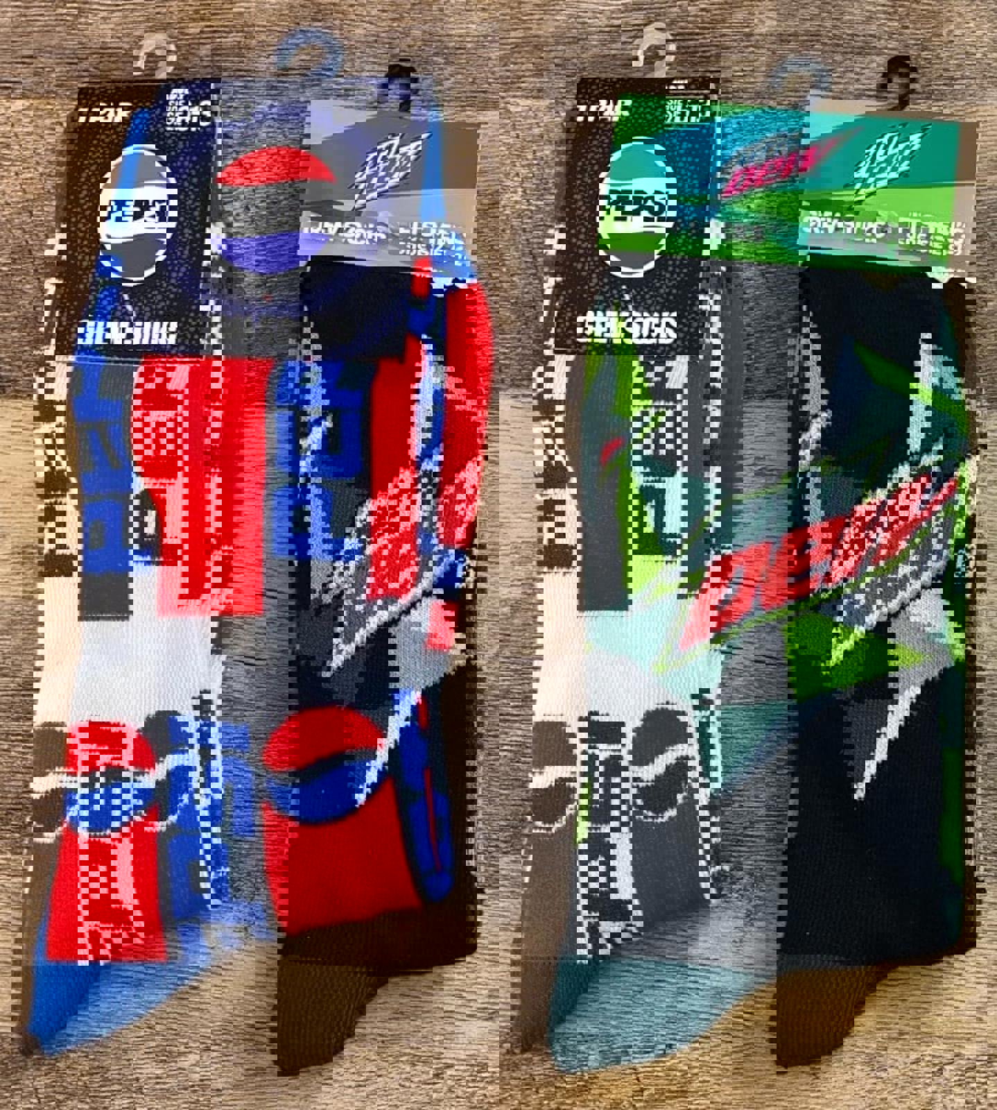 Pepsi And Mountain Dew Sodas Crew Socks (Brand New)