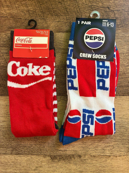 Coke And Pepsi Crew Socks (Brand New)