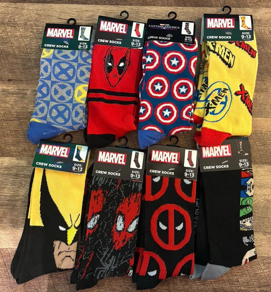 Marvel Superhero’s - 6 Six Pairs Of Crew Socks (Brand New)