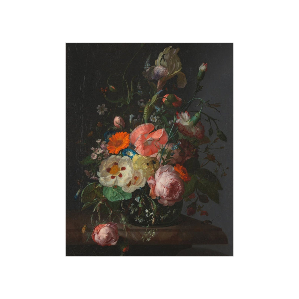 Rachel Ruysch - Still Life With Flowers On A Marble Tabletop Print Poster