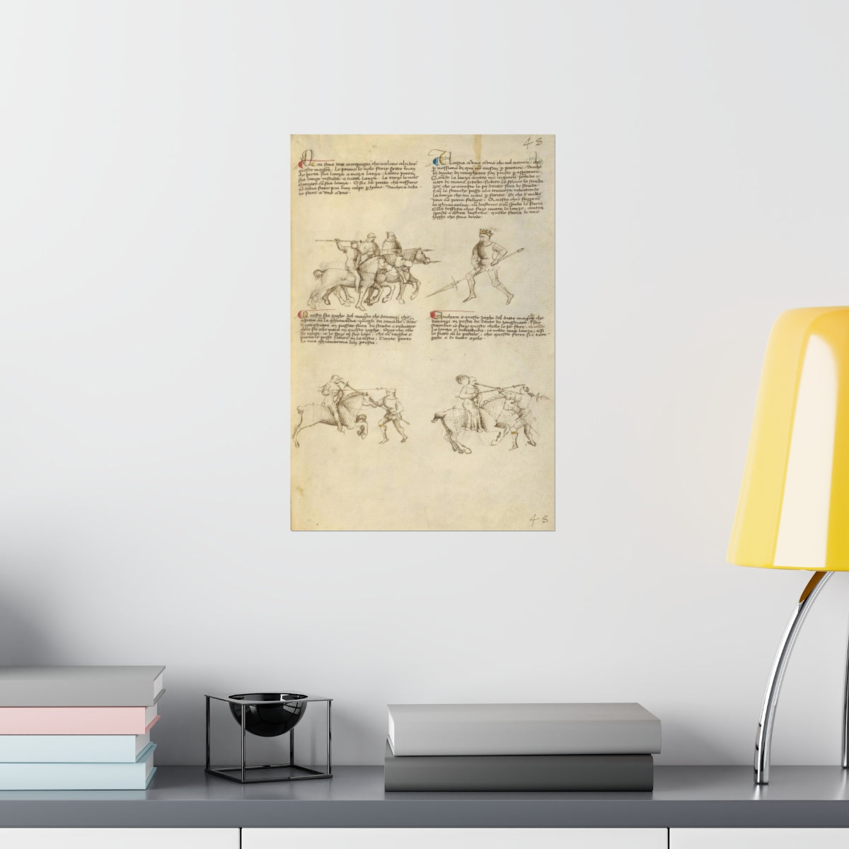 Fiore Dei Liberi - Combat Against An Equestrian Opponent With Lance Print Poster