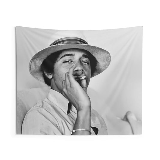 Young Barack Obama Smoking Weed Wall Tapestry