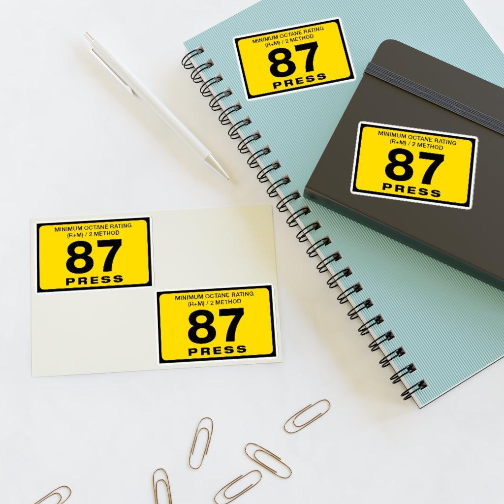 87 Gas Octane Sticker Sheet - Art Unlimited