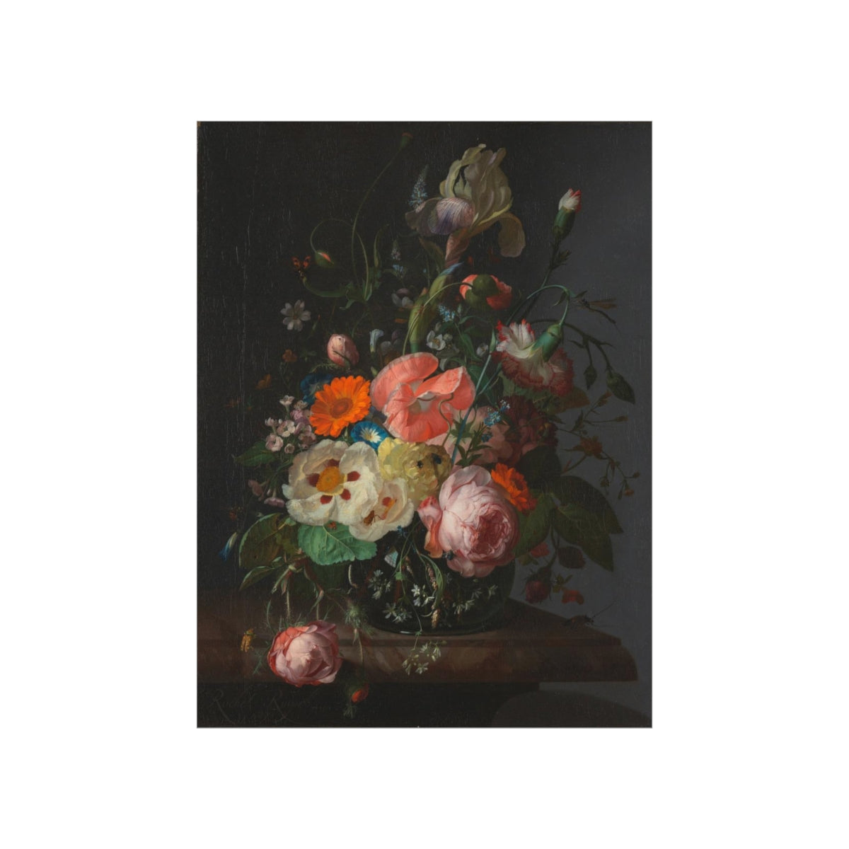 Rachel Ruysch - Still Life With Flowers On A Marble Tabletop Print Poster