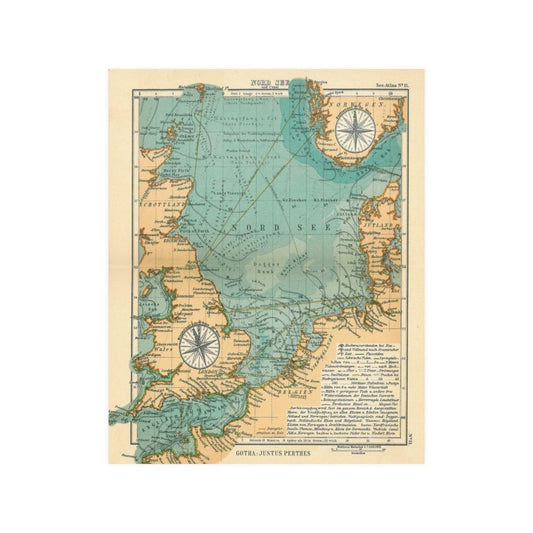 North Sea Map Norse Viking Sailing Routes Explorations Of England Map Print Poster - Art Unlimited