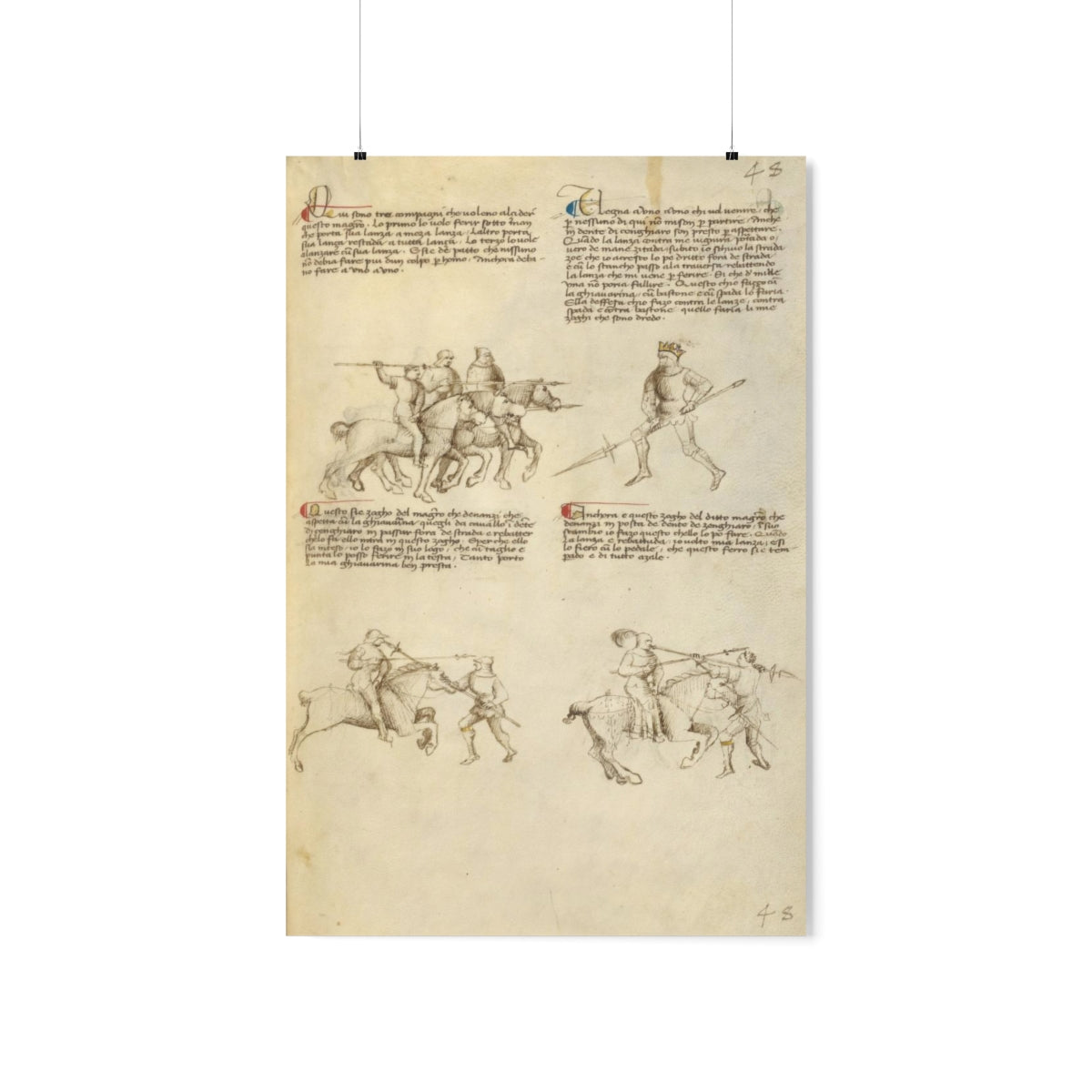 Fiore Dei Liberi - Combat Against An Equestrian Opponent With Lance Print Poster