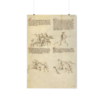 Fiore Dei Liberi - Combat Against An Equestrian Opponent With Lance Print Poster