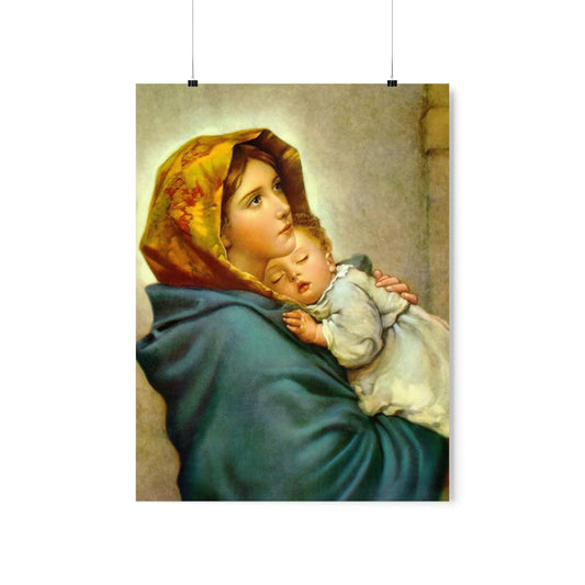 Virgin Mary And Child By Italian Painter Roberto Ferruzzi Print Poster