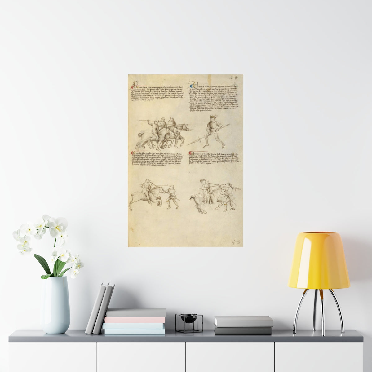 Fiore Dei Liberi - Combat Against An Equestrian Opponent With Lance Print Poster