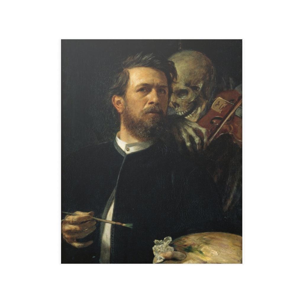 Self Portrait With Death Playing The Fiddle Painting By Arnold Bocklin Print Poster - Art Unlimited