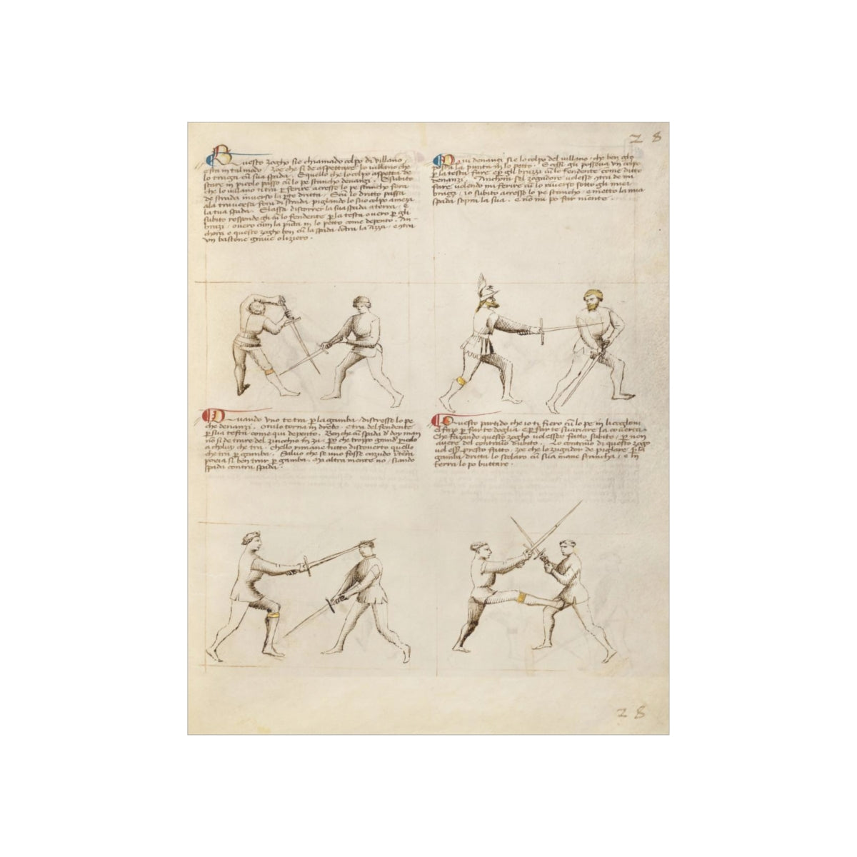 Fiore Dei Liberi - Combat With Sword / Fencing Print Poster