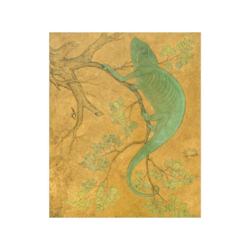 Ustad Mansur - Chameleon In A Tree Print Poster - Art Unlimited