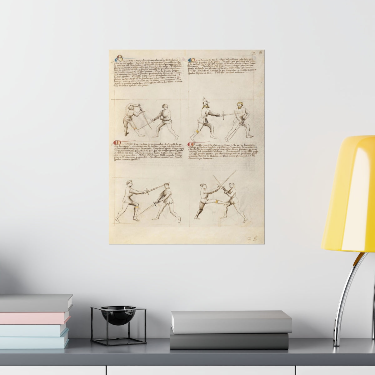 Fiore Dei Liberi - Combat With Sword / Fencing Print Poster