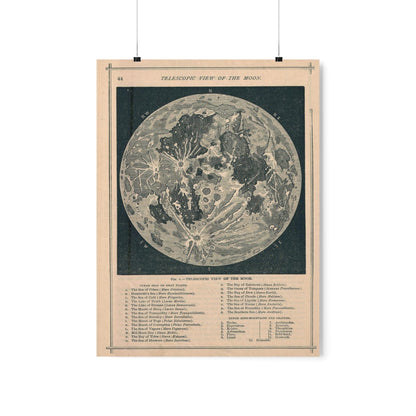 Vintage Moon Map - Vintage Lunar Antique Moon Print Poster