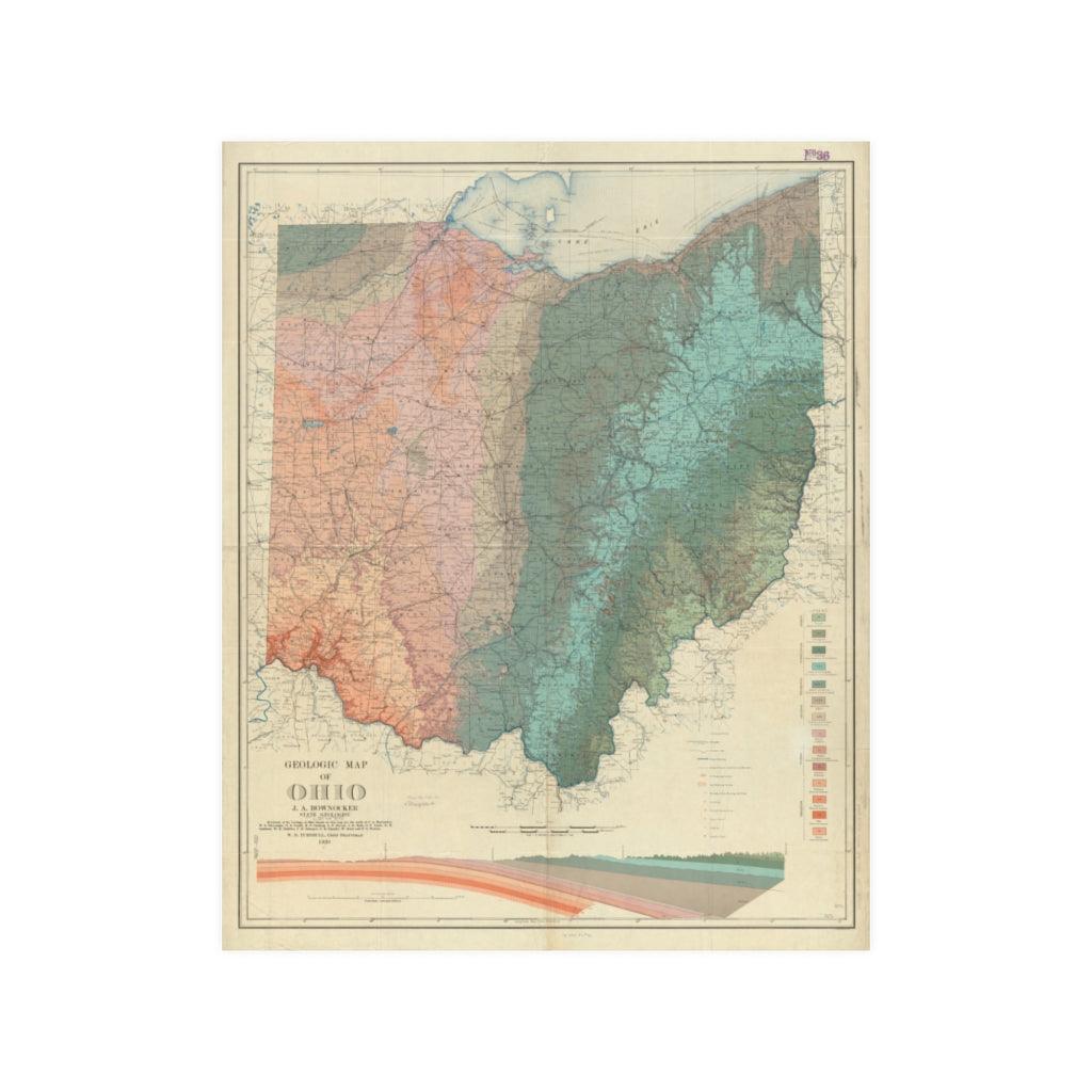 Ohio Vintage Geology Map 1872 - Geological Atlas Print Poster - Art Unlimited