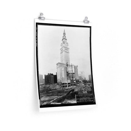 Terminal Tower Construction - 1927 Photo - Cleveland - Black And White Print Poster - Art Unlimited