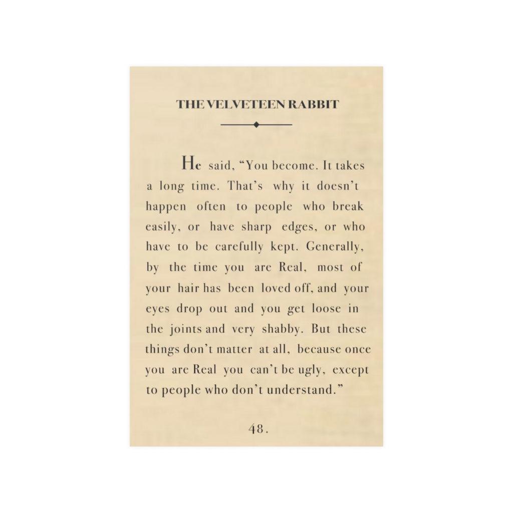 Velveteen Rabbit Vintage Literary Quote (HIGH RESOLUTION VERSION) Print Poster - Art Unlimited