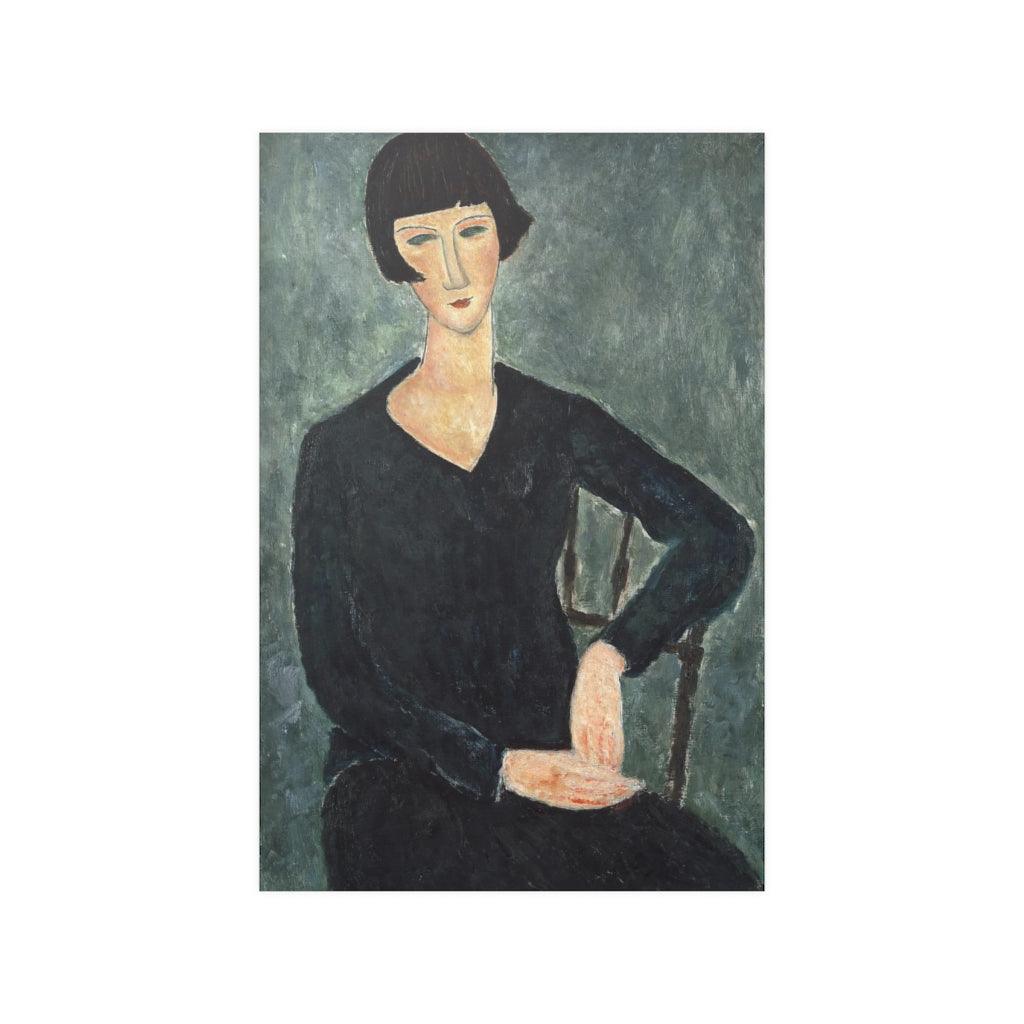 Seated Woman In Blue Dress By Amedeo Modigliani Print Poster - Art Unlimited