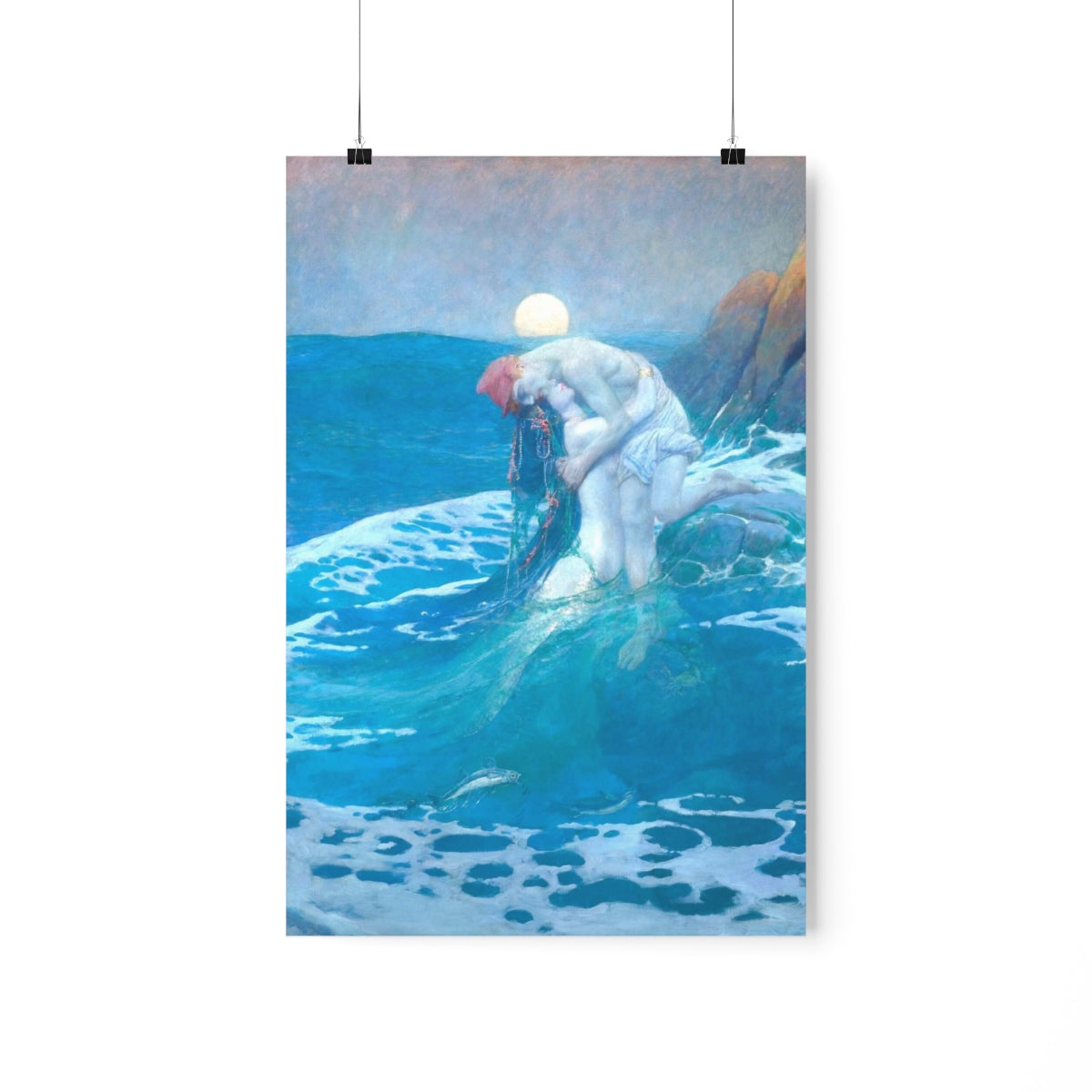 The Mermaid And Her Lover By Howard Pyle Print Poster