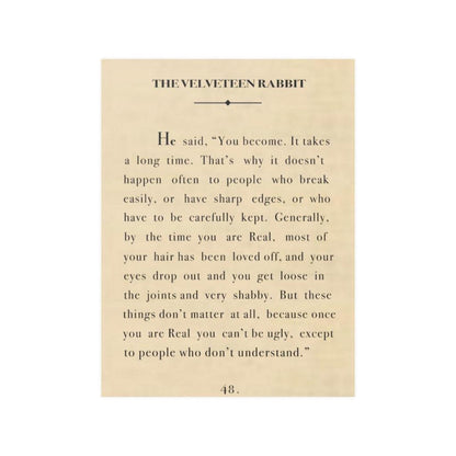 Velveteen Rabbit Vintage Literary Quote (HIGH RESOLUTION VERSION) Print Poster - Art Unlimited