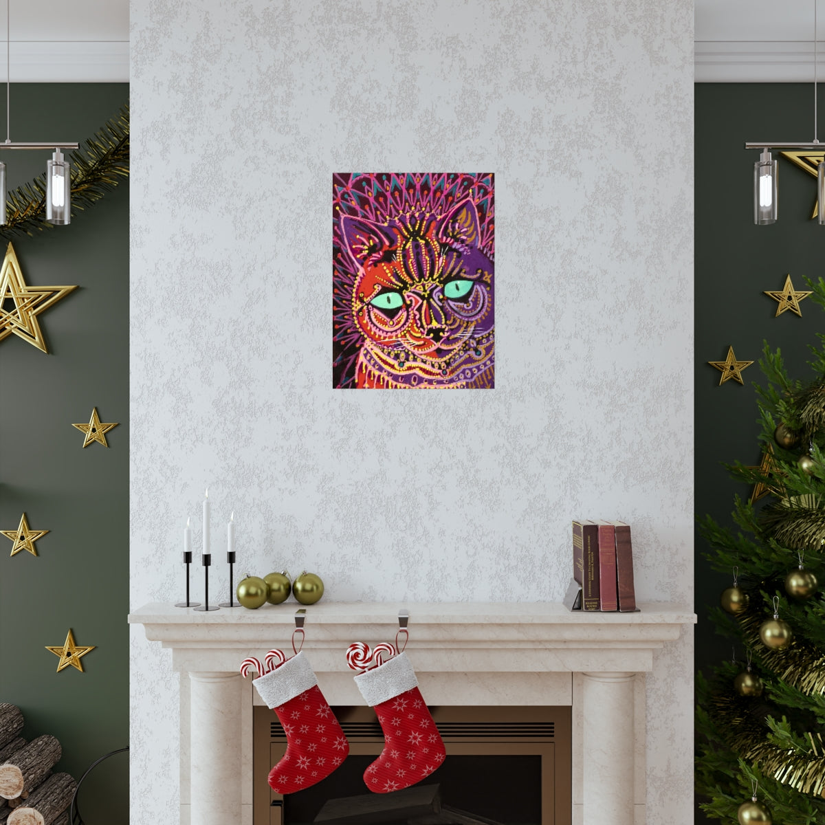 Cats Decorating Christmas Tree by Louis Wain