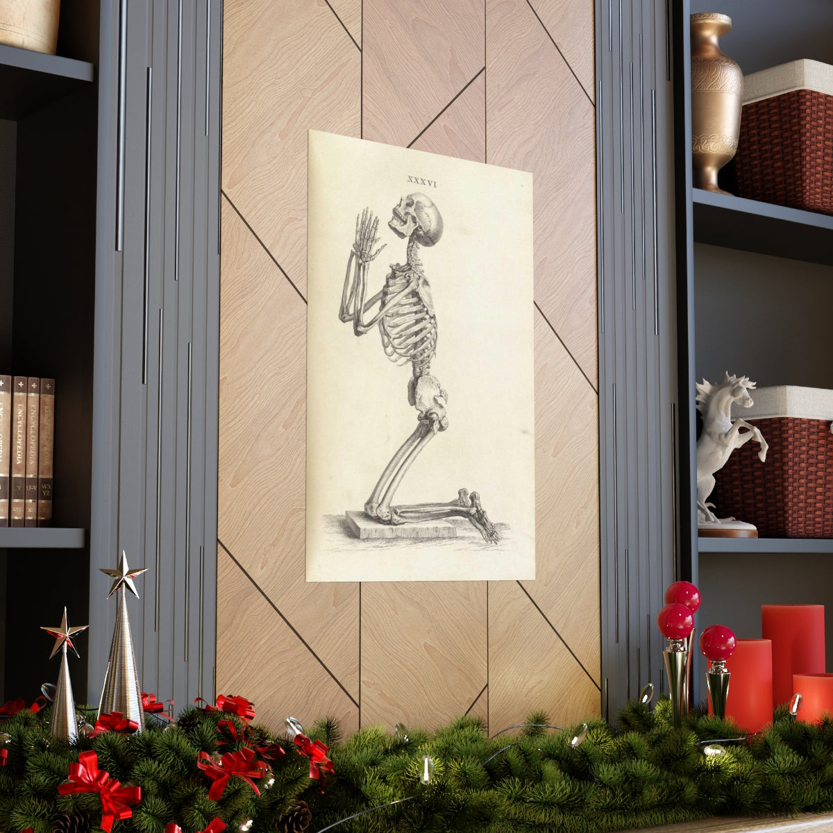 William Cheselden - Side View Of A Praying Skeleton Print Poster