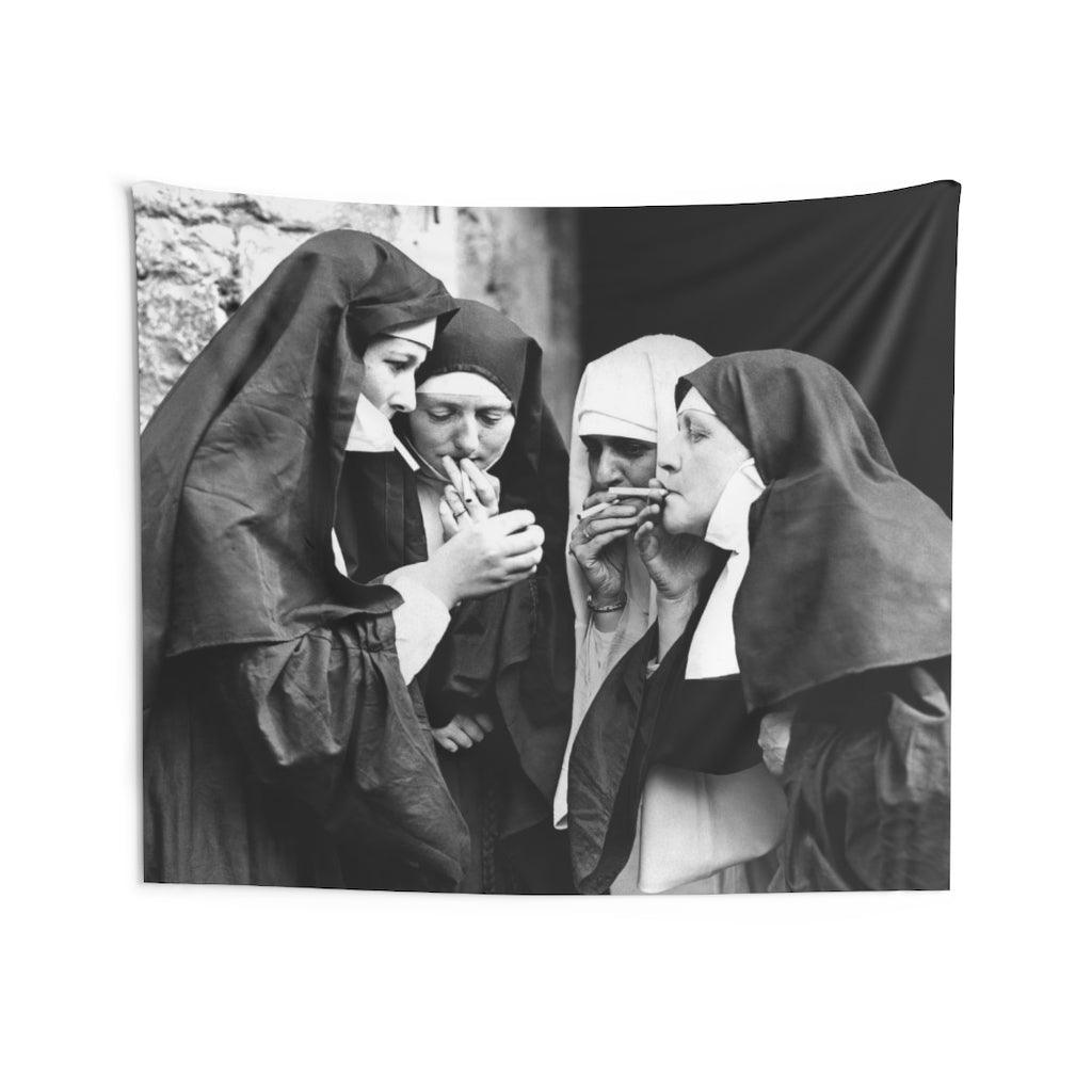 Nuns Smoking Wall Tapestry - Art Unlimited