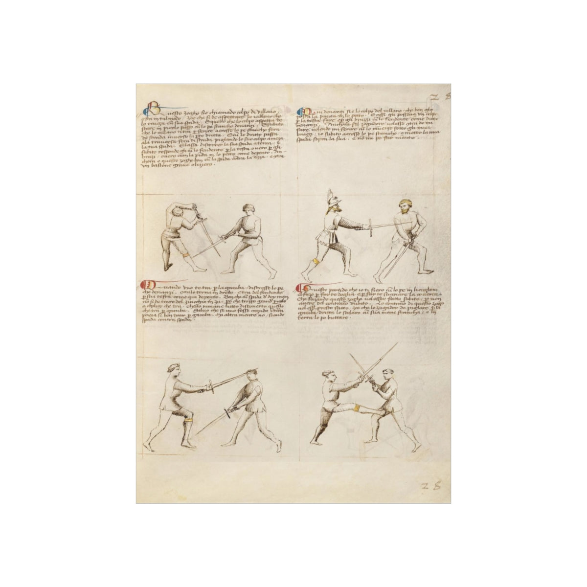 Fiore Dei Liberi - Combat With Sword / Fencing Print Poster