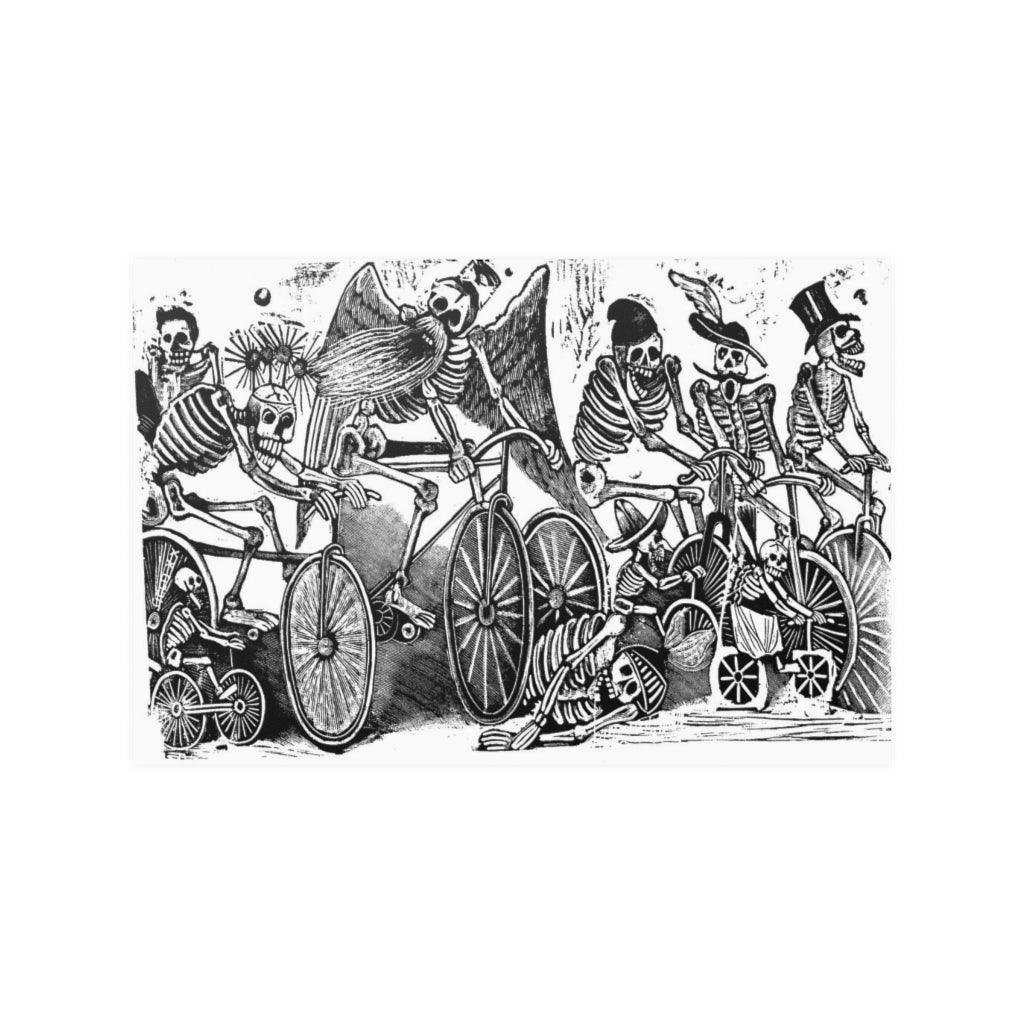 The Skeletons (The Calaveras) Riding Bicycles - Jose Guadalupe Posada Print Poster - Art Unlimited