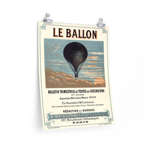 1883 Le Ballon Paris France - A Brissonnet Balloon Air Ship Pilot Print Poster - Art Unlimited