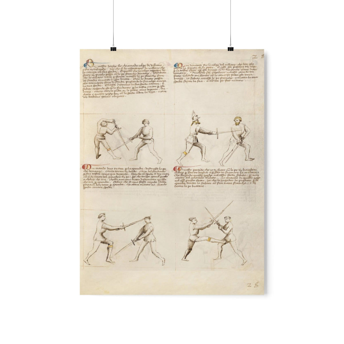 Fiore Dei Liberi - Combat With Sword / Fencing Print Poster