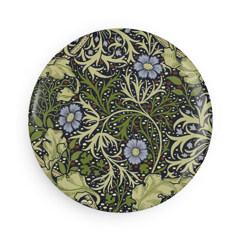 William Morris Strawberry Thief Button Magnet, Round (1 & 10 pcs) - Art Unlimited