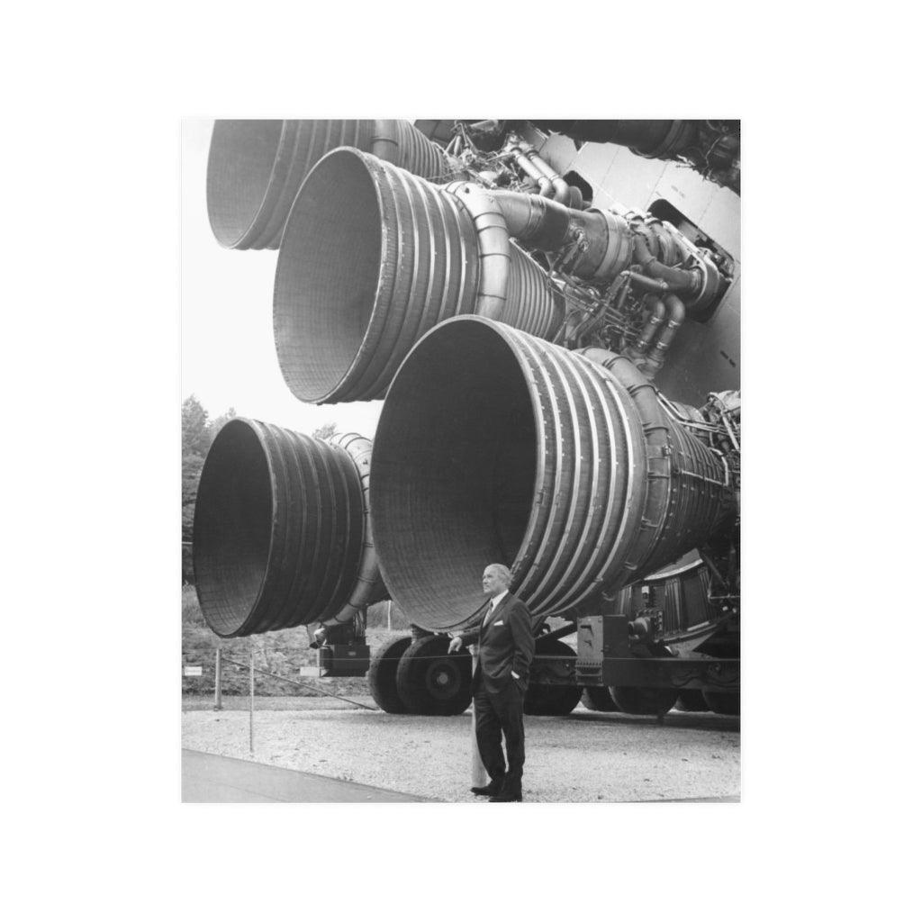 Wernher Von Braun Standing By Five F 1 Engines Saturn V Engines Print Poster - Art Unlimited