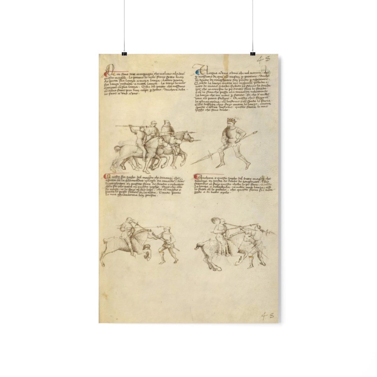 Fiore Dei Liberi - Combat Against An Equestrian Opponent With Lance Print Poster