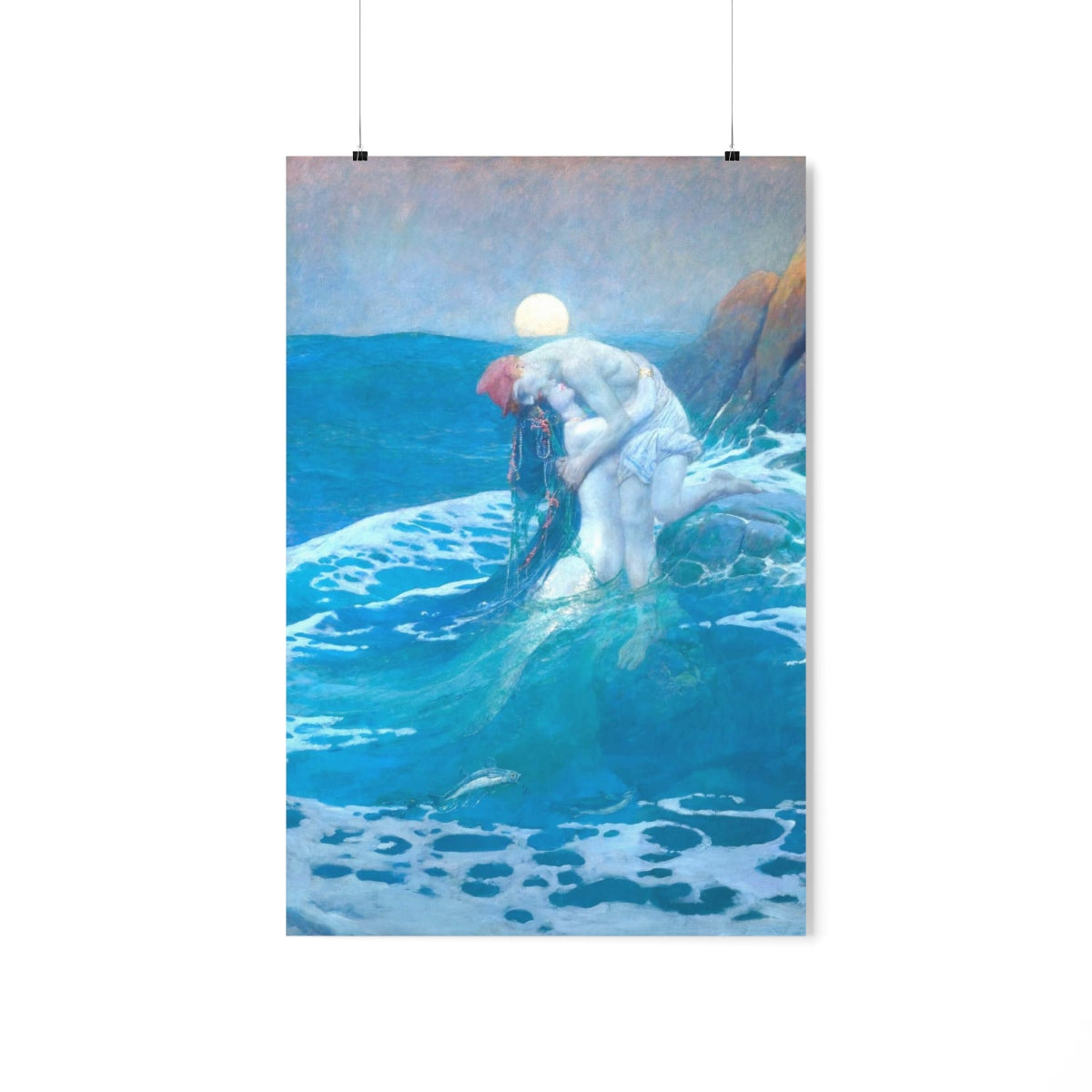 The Mermaid And Her Lover By Howard Pyle Print Poster